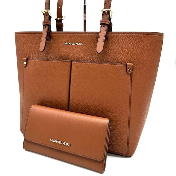 Michael Kors Jet Set Medium Pocket Tote Bag & Large Trifold Wallet Luggage (NWT) - Picture 2 of 14